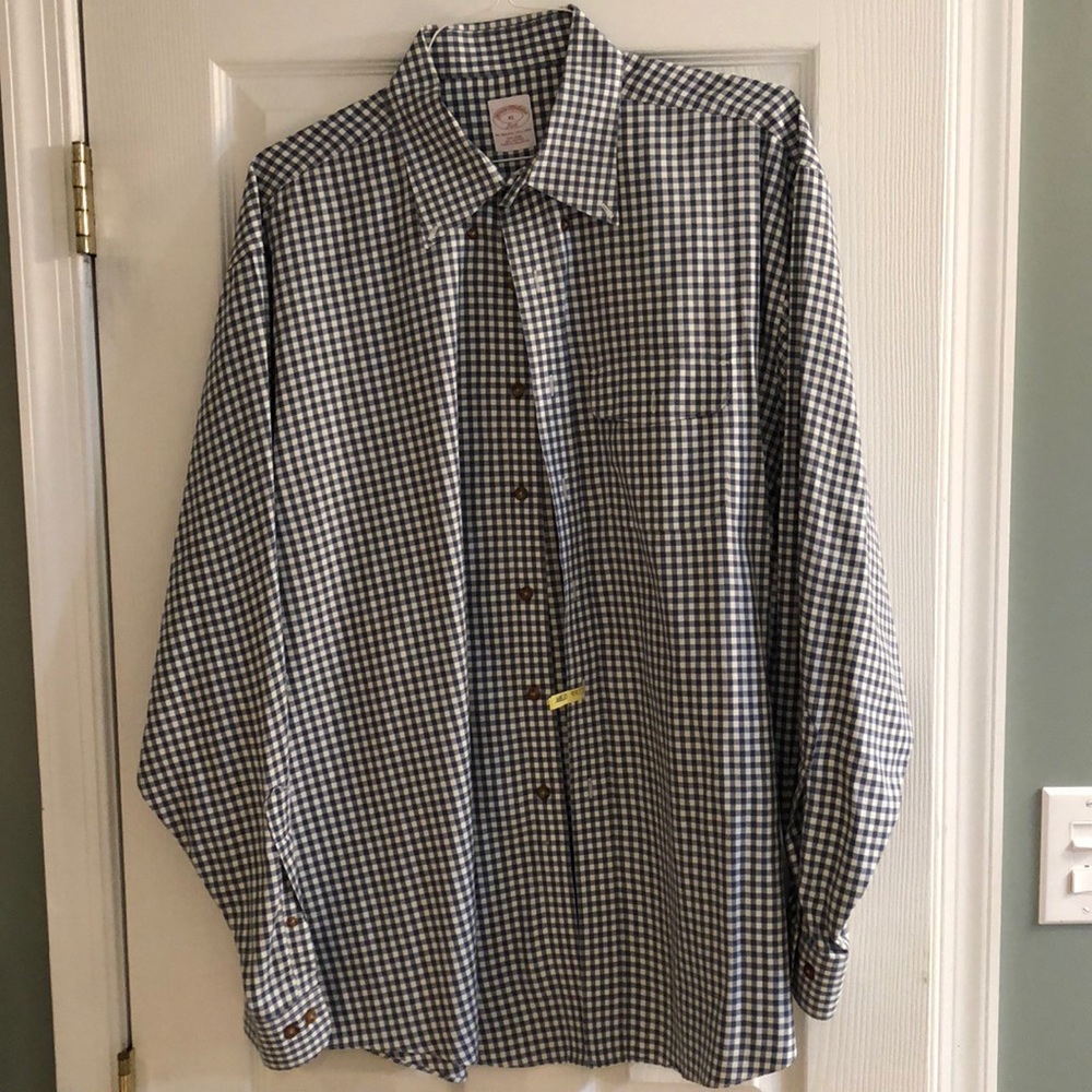 Brooks Brothers gingham blue shirt XL